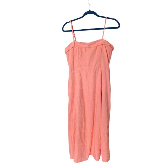 Abercrombie & Fitch Coral Linen Blend Midi Dress with Pockets Size M - Picture 4 of 11